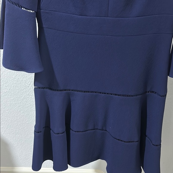 Eliza J Blue Cocktail Dress V-Neck Bell Sleeves - Picture 4 of 5